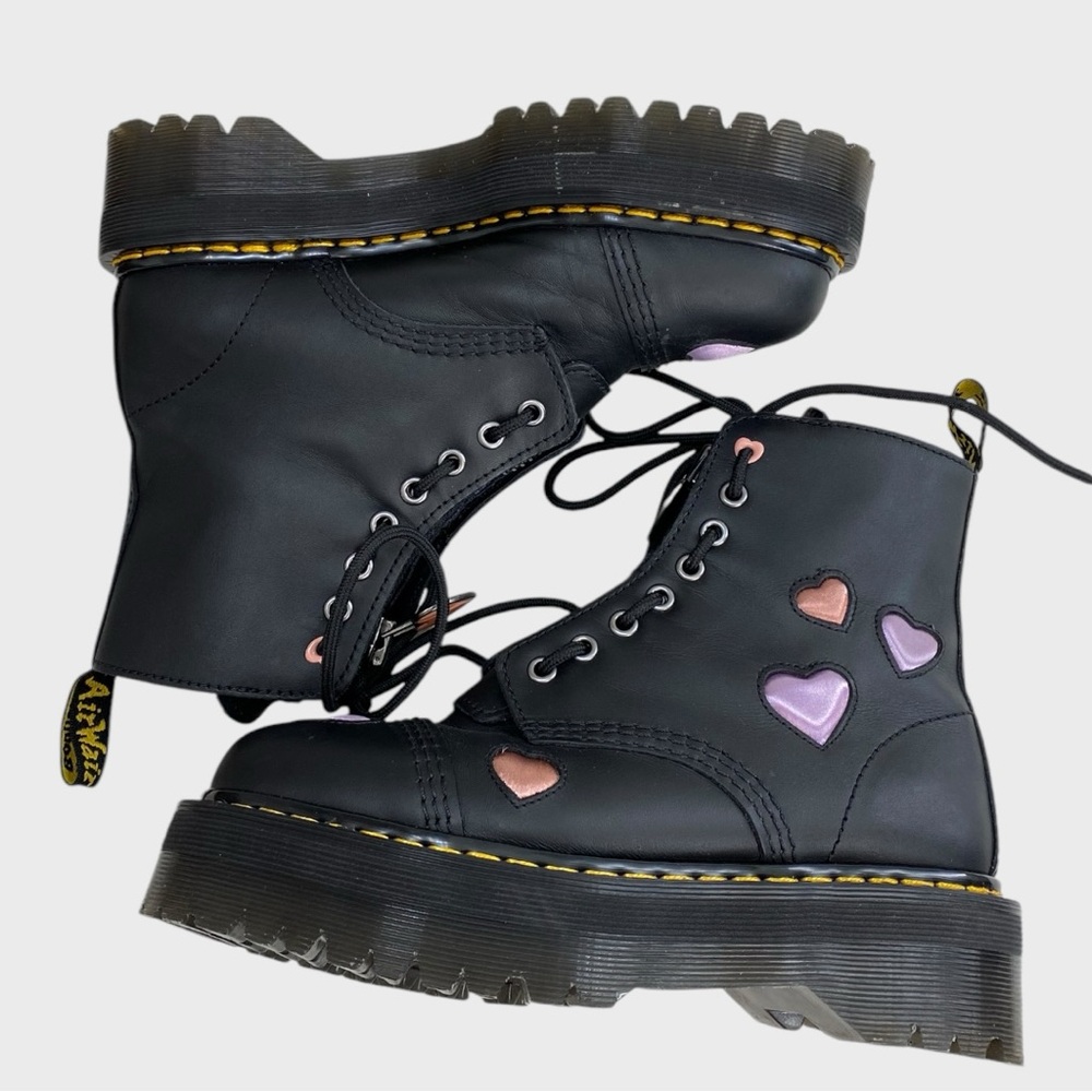Dr. Martens Black Purple Pink Heart Sinclair Combat Boots EU 39 US 8 - Picture 7 of 13